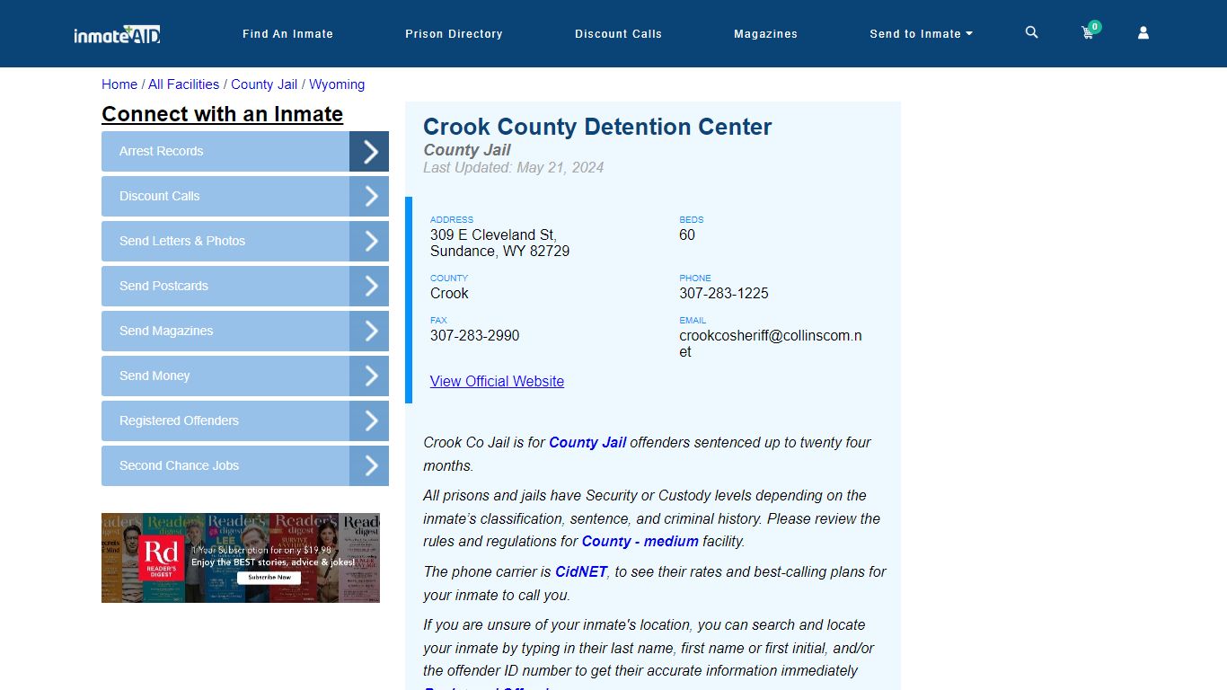 Crook County Detention Center - Inmate Locator